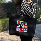TSANTA U Shaped Canvas Tote Bag, 35.56x33.02 cm with 10.8 cm Gusset, Cotton, Zipper Closure, Laptop Compartment (Spring)