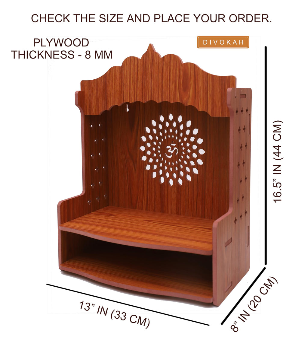 DIVOKAH® Beautiful MDF Wooden Temple/Home Temple/Pooja Mandir (8 MM Plywood Thickness) (WDN OMF)
