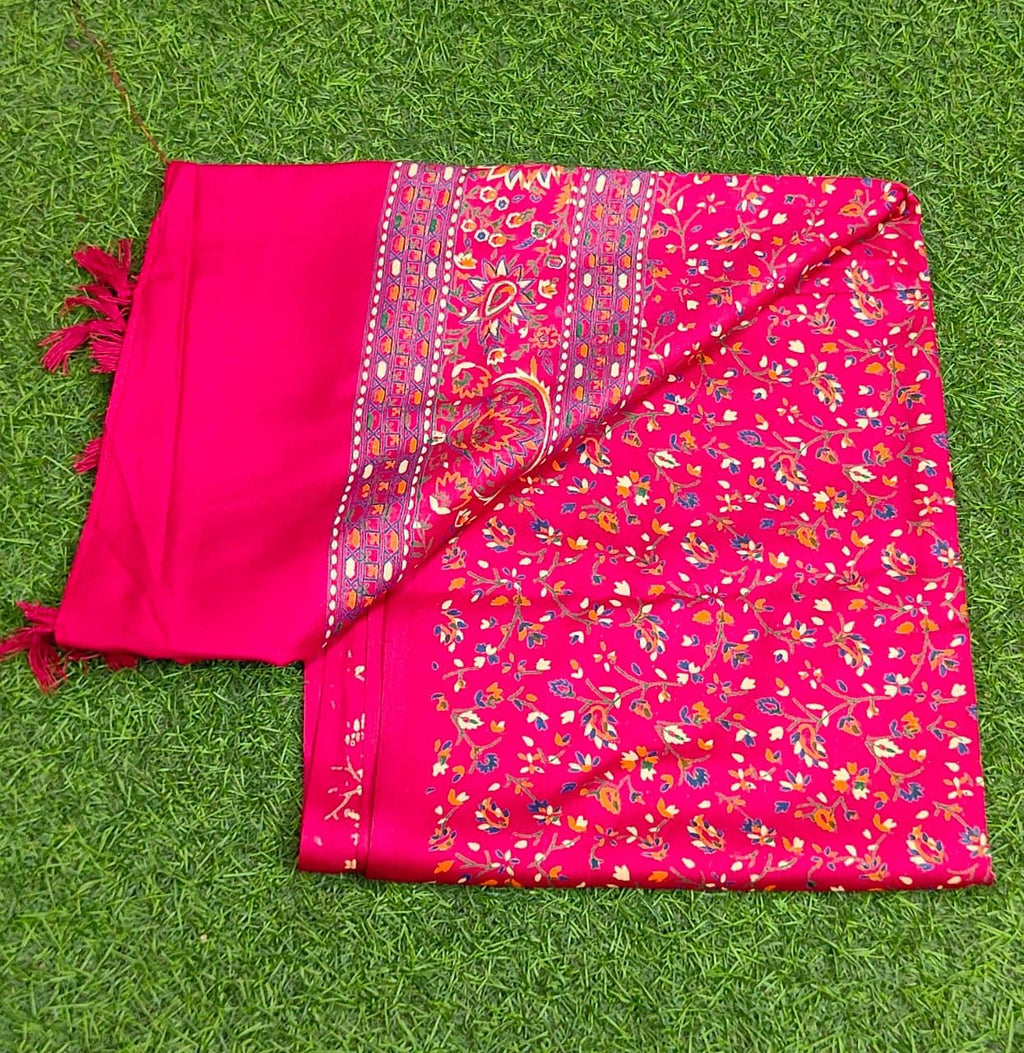 JAHAN TEXTILE rani Floral Printed Scarf for Women | Soft Lightweight Dupatta/Stole with Tassels | Elegant Ethnic & Casual Wear Wrap | Stylish Designer Shawl for All Seasons (Dark Pink)