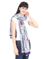 FabSeasons Women's Premium Printed Cotton Long Scarf for Summer and Winter (Size 95 x 190 cm, Navy Blue)