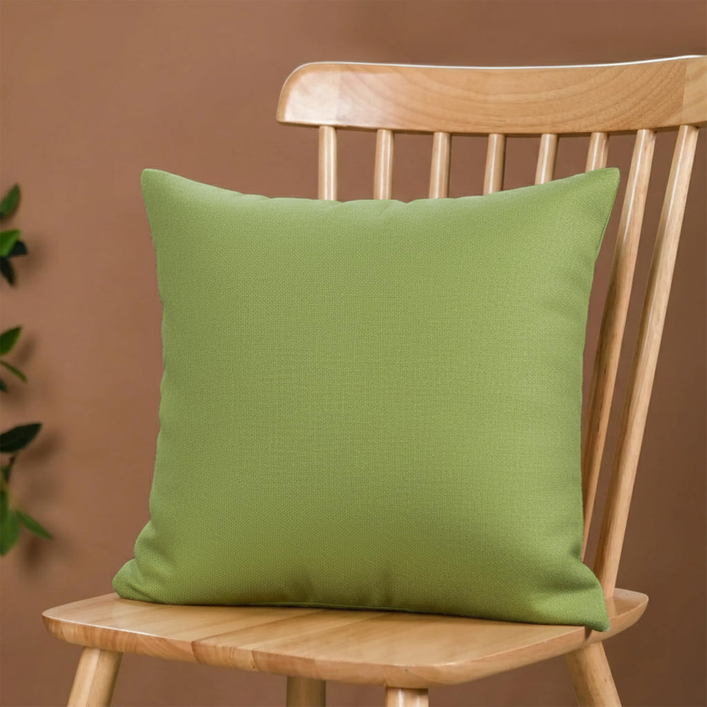 Yellow Weaves Cotton Canvas Decorative Cushion Covers, (16 X 16 Inches), Set of 5, Olive Green