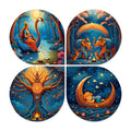 Artvibes Spiritual Decorative MDF Wooden Wall Art for Home | Graphic Artwork | Decoration Wall Hanging Items | Wall Sculpture | Wall Poster | Aesthetic Wall Art | Unique Gift (WH_8454N), Set of 4