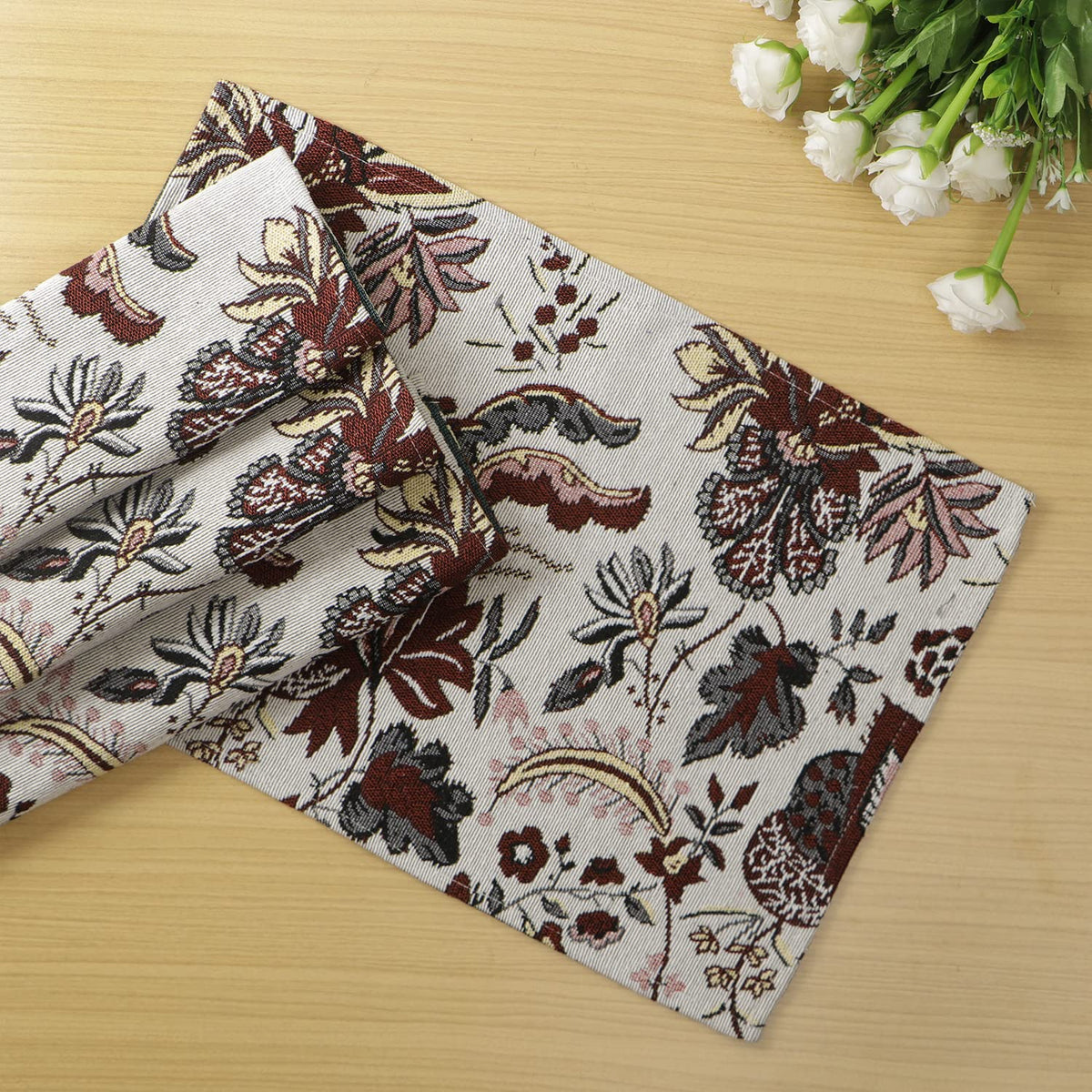HOKIPO Cotton Jacquard Dining Table Mat, Set Of 4 Placemats (12X18 In) (In-530-D4*4), White Kafalo