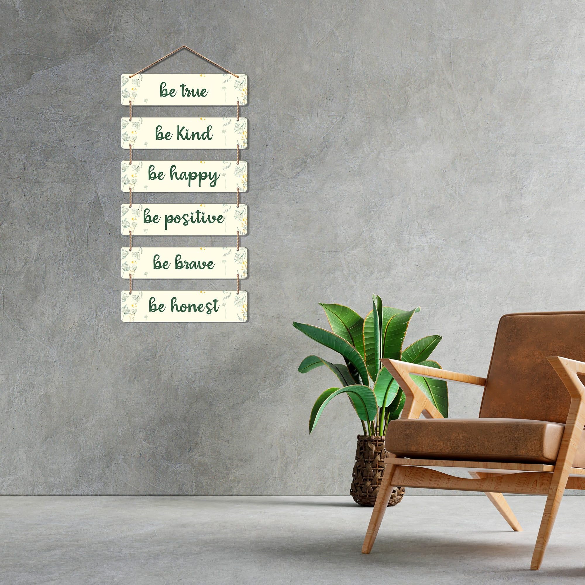 Artvibes Decorative Wall Hanging Wooden Art Decoration item for Living Room | Bedroom | Home Decor | Gifts | Quotes Decor Item | Wall Art For Hall | Mdf Wall Decoration, Set of 6 (WH_3248NR)