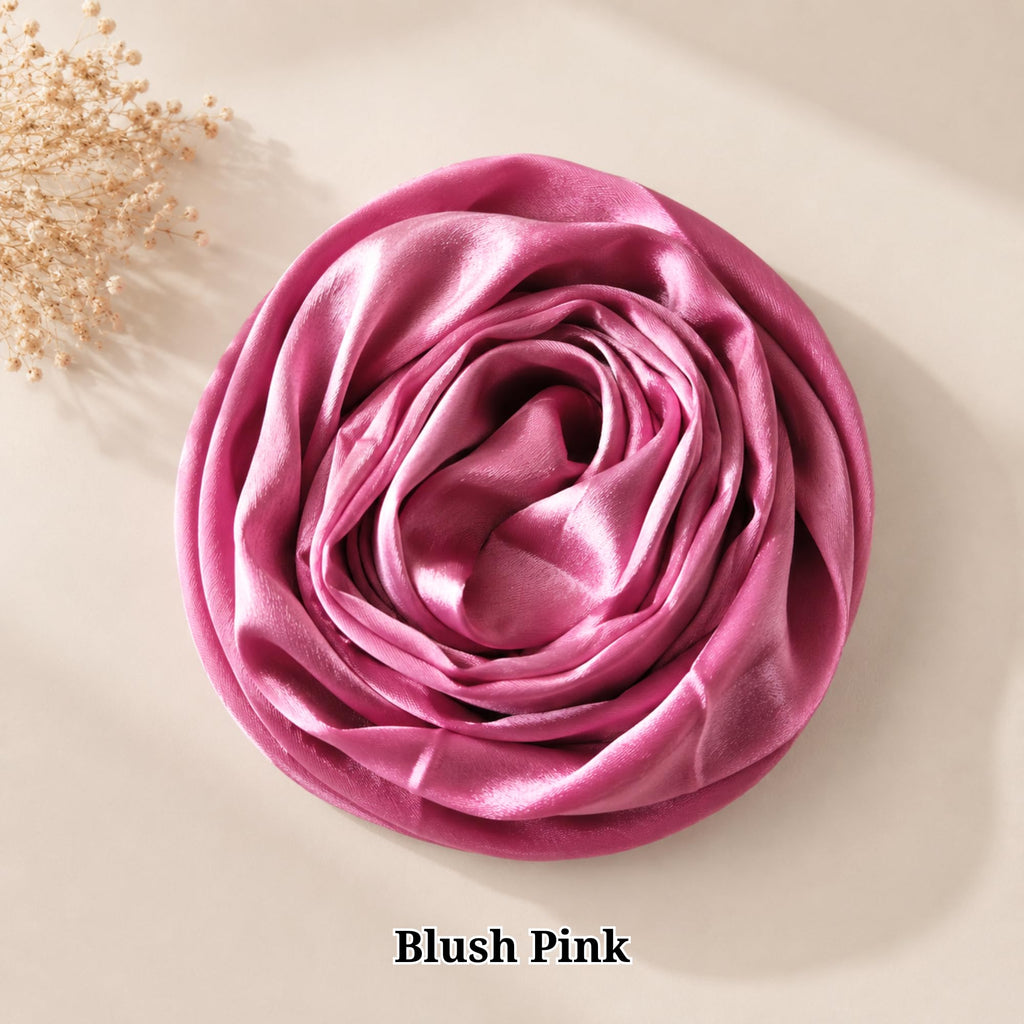 Leaf & FEATHER™ Muna Satin Hijab Scarf for Women | 200 x 70 cm | Silky Smooth & Lightweight | Daily and occational wear (Blush Pink)