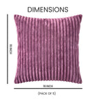 Yellow Weaves Pencil-Stripe Fur Cushion Covers | Soft Polyester | Decorative Sofa & Throw Pillow Covers | 16x16 Inches, Pack of 5 (Purple)