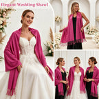 Ciormis Pashmina Scarf for Women, Soft Pashminas Shawls and Wraps for Evening Dresses, Wedding Bride Bridesmaid Shawls Scarf, Fuchsia, 27 x 78 inches (70 x 200cm)