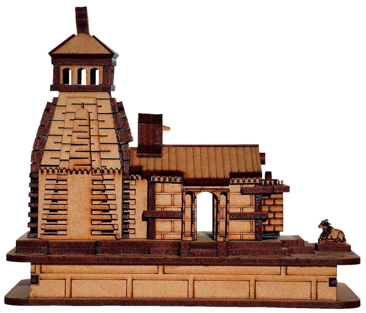 A&S Ventures Beautiful Wooden Miniature Off-White Shri Kedarnath Temple | Handcrafted Wooden Temple of Lord Shiva for Car Dashboard, Temple, Home Decor, Gifting