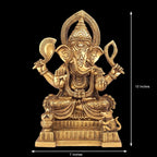 ARTVARKO Brass Lord Ganesh Murti Mangalkari Ganesha with Kalash and Mouse Idol Ganpati Bhagwan Idol Statue Height 10 Inch.
