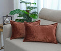 RD TREND® Velvet Cushion Covers Set of 2, Soft Long Cushion Covers 18x28 Inches, Rectangular Decorative Throw Pillowcases for Sofa, Bed & Living Room | Solid Coffee