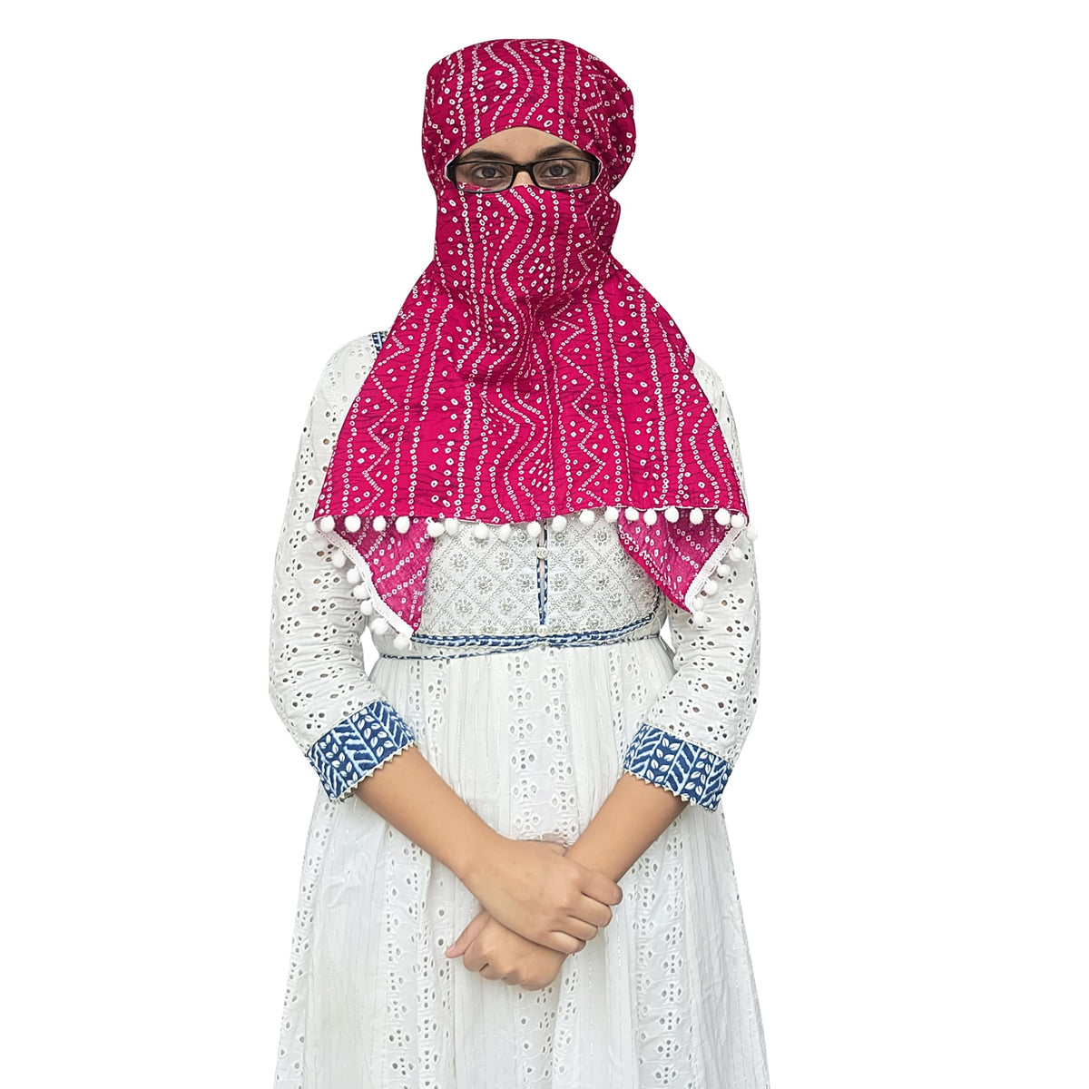 Switchon Pure Cotton Innovative scarf Hijab for Women with closer 3 inch Hook and Loop Tape for size adjustment for 12 yrs and above (Rani_Pink)