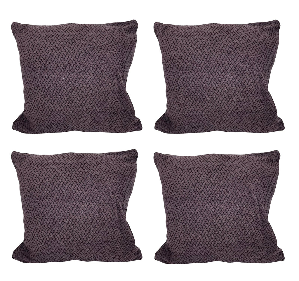 House of Quirk Polar Fleece Fabric Cushion Cover with Zipper Pack of 4 (Dark Brown, 45 x 45 cm)