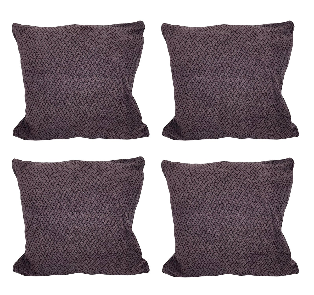 House of Quirk Polar Fleece Fabric Cushion Cover with Zipper Pack of 4 (Dark Brown, 45 x 45 cm)