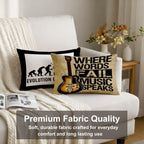 STITCHNEST Set of 2 Funky Beats & Buddies Collection Printed Jute Cushion Covers 12x18 Inches | Decorative Throw Pillow Covers for Sofa, Living Room, Bedroom | Perfect for Home Decor