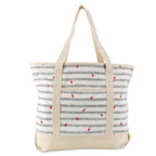 DALIX 22 Shopping Tote Bag in Heavy Cotton Canvas (Zippered Top) Gray Flamingo