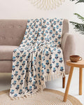 DMAASA Handmade Cotton Hand Block Floral Print Throw Blanket for Sofa Couch & Sofa, Car, 50x60 Inches (Multi-Color_07)-350 TC Kafalo