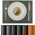 Encasa XO Faux Leather Dining Table Placemats, Water Repellent Green Kafalo
