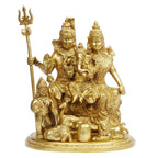 ARTVARKO™ Brass Lord Shiva Parvati Kartikeya and Ganesha Murti Shiv Family Parivar Shivlin Idol Statue for Home Décor Mandir Temple Gift Showpiece 9 Inches Height