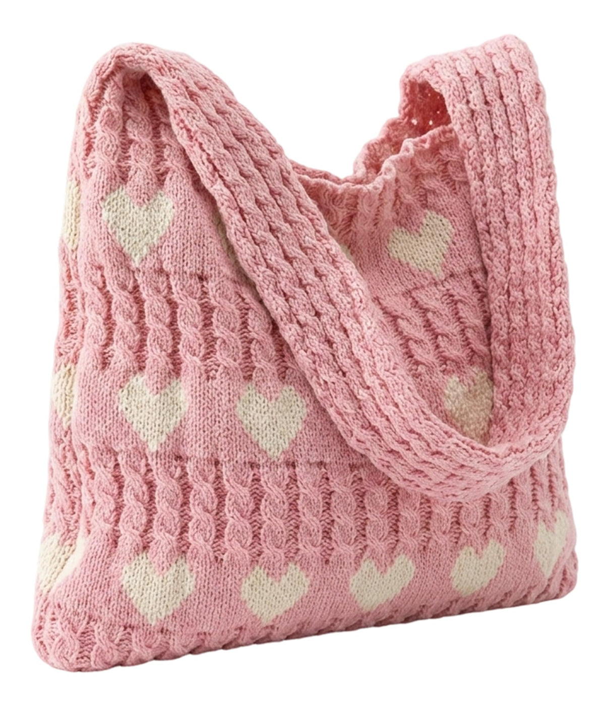 KSAIBINID Crochet Bag, Stylish Tote Bag for Women, Beach Bag for Daily Use and Travel, Pink Woven Openwork Design, Perfect for College Girls and Fashion Enthusiasts