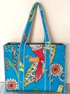 Cotton Tote bag for Women | Shoulder Bag | Durable Shopping bag | Reusable Grocery Bags | Eco friendly Bags| Handmade Cotton Bag | Stylish Quilted handBag |Vegan Tote Bag (Sky Blue)