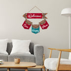 Artvibes Welcome Our Happy Place Wooden Wall Hanger for Gateway | Quotes Decor Item | Door Quotes Hanging | Wall Poster | Modern Decor Items | Gift Items for Home Decor | Wall Accent (WH_6420N)