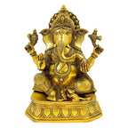 ARTVARKO Brass Ganesha Idol Ganesh Bhagwan Large Statue God Ganpati Murti for Home Pooja Entrace Décor Good Luck Vastu Decoration Showpiece 14 Inch