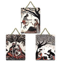 Artvibes Devotional Indian Spiritual Modern Art Wooden Art Decoration Item for Living Room | Art For Wall | Wall Sculpture | Signs & Plaques | Wall Art Print | Unique Gift Items (WH_9624N), Set of 3