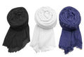ICW Women's Premium Wrinkle Ironless Crinkled Cotton Hemp Summer Scarf Stoles Shawl Head Scarves For Girls (Pack Of 3 D), For Female, Multicolor