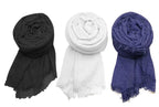 ICW Women's Premium Wrinkle Ironless Crinkled Cotton Hemp Summer Scarf Stoles Shawl Head Scarves For Girls (Pack Of 3 D), For Female, Multicolor