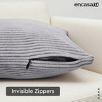 Encasa XO Corduroy Cushion Covers, No Inserts, Set of 2, Grey