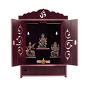 Crazyink Handmade Wooden Home Temple with Doors and Storage Box. - (Maroon)
