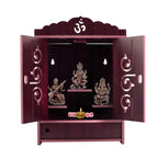 Crazyink Handmade Wooden Home Temple with Doors and Storage Box. - (Maroon)