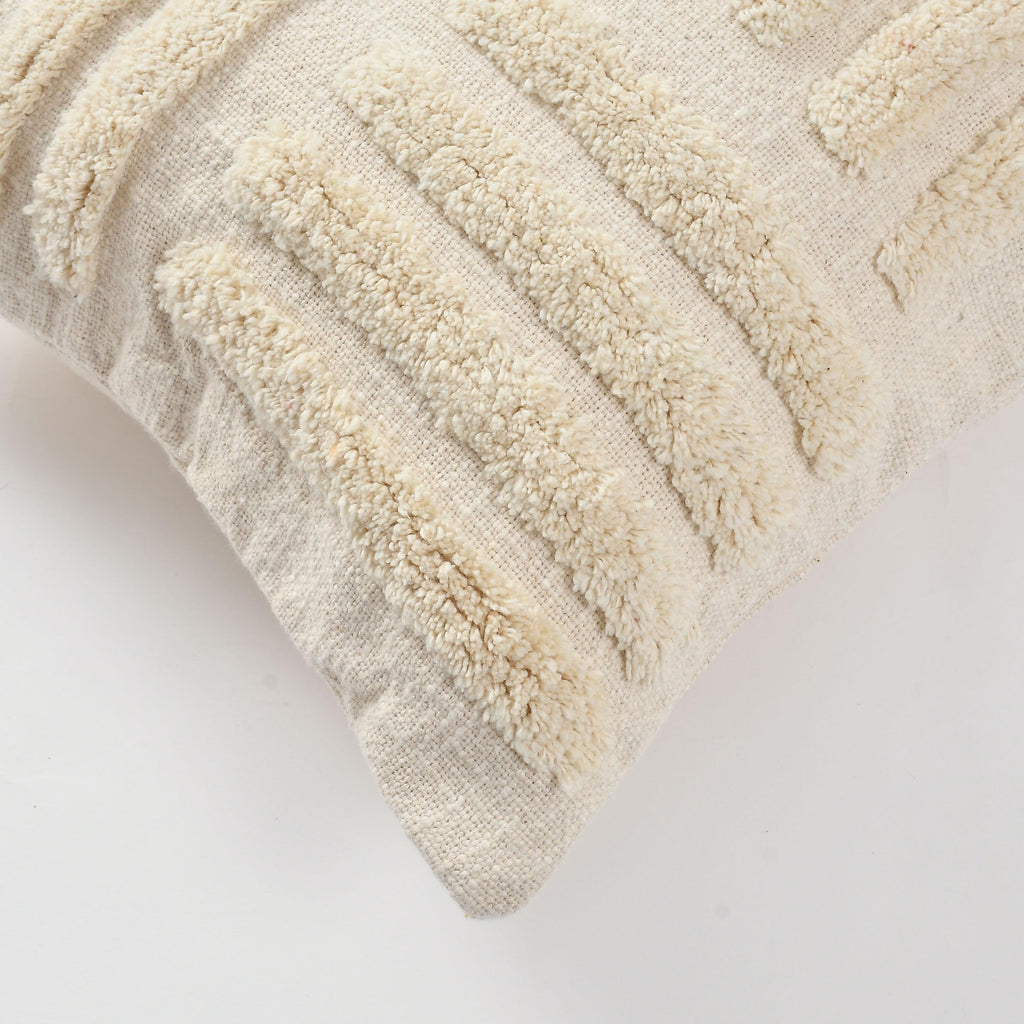 Furnistitchs Premium Decorative Throw Cushion Pillow Cover Boho Home Decor - Living Room Bedroom Couch Sofa Cushion Covers 16 inch x 16 inch (2, Natural White Lines)