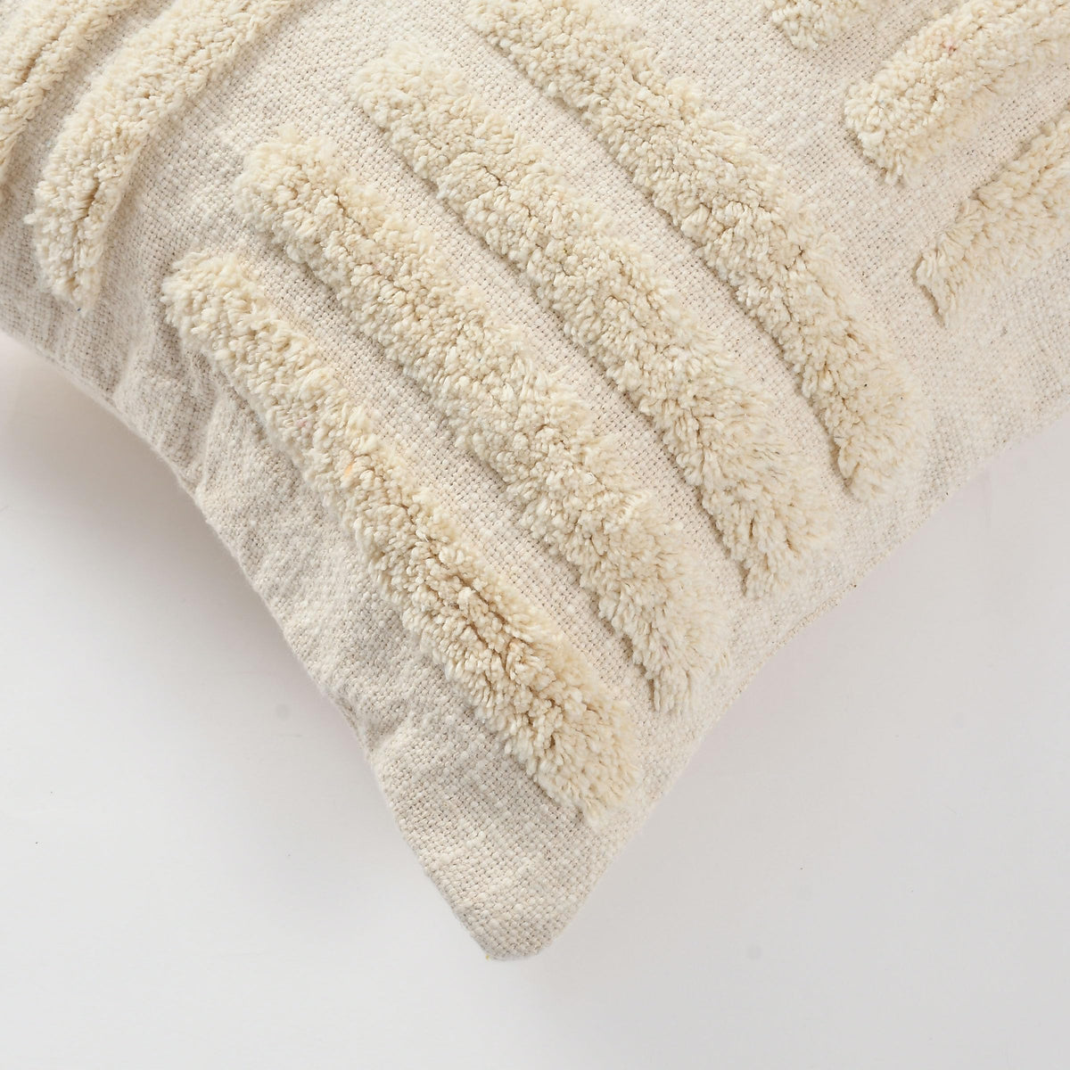 Furnistitchs Premium Decorative Throw Cushion Pillow Cover Boho Home Decor - Living Room Bedroom Couch Sofa Cushion Covers 16 inch x 16 inch (2, Natural White Lines)