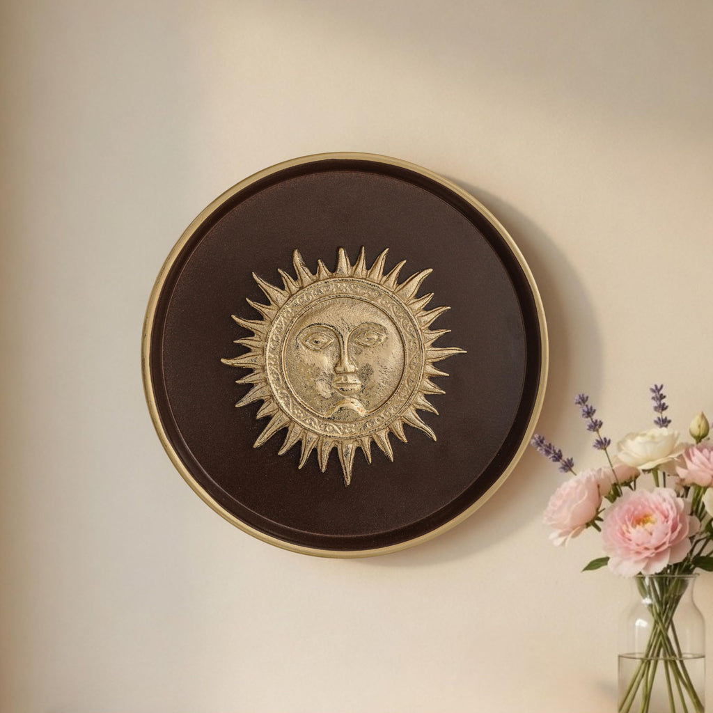 BEHOMA Sun Metal Wall Plate Coffee Brown & Gold 8.4
