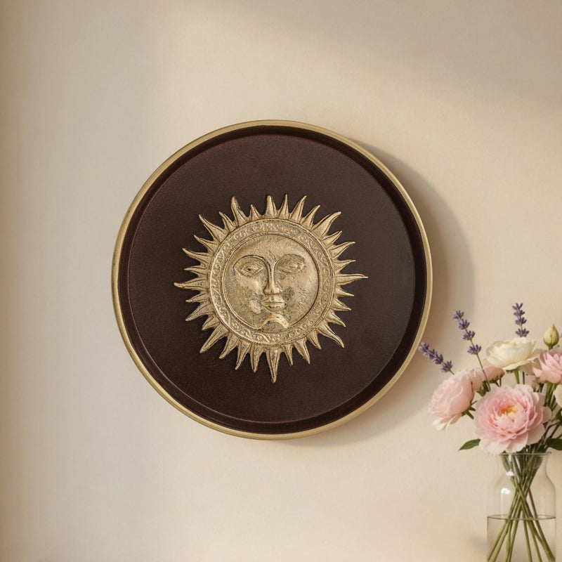 BEHOMA Sun Metal Wall Plate Coffee Brown & Gold 8.4
