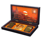 anciently Ram Mandir Pocket Temple | Ayodhya Ram Mandir Pocket Temple with Charan Paduka Rectangle Shaped, Gold Plated, 1 Piece