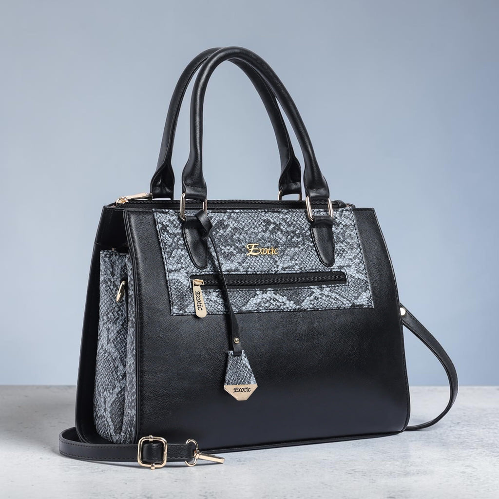 EXOTIC Urban Grace Handbag with Snake Print Panel