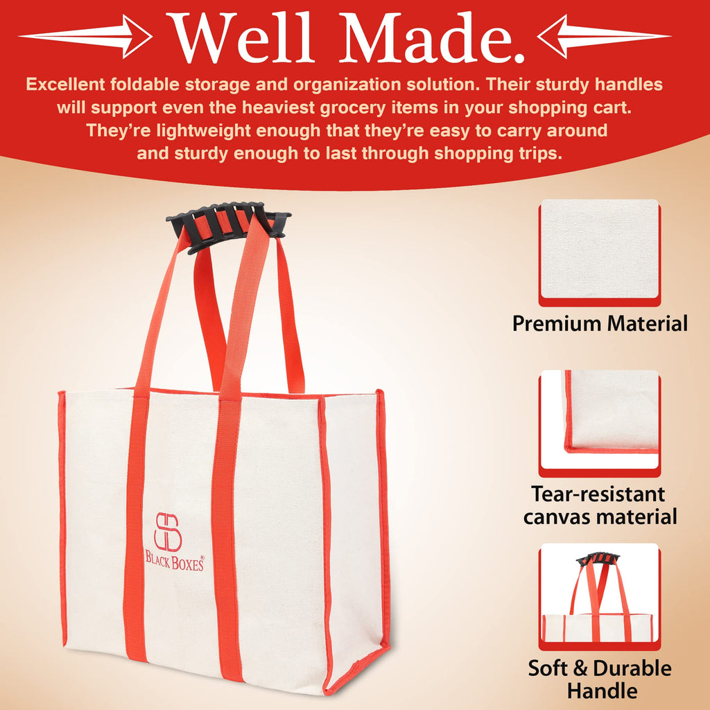 BLACKBOXES Big Eco Cotton Canvas Shopping Bags for Carry Milk Grocery Fruits Vegetable with Reinforced Handles jhola Bag - Kitchen Essential