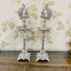 INTERNATIONAL GIFT Silver Plated Large Jyot with Peacock Showpiece | Puja Mandir | Decoration Room