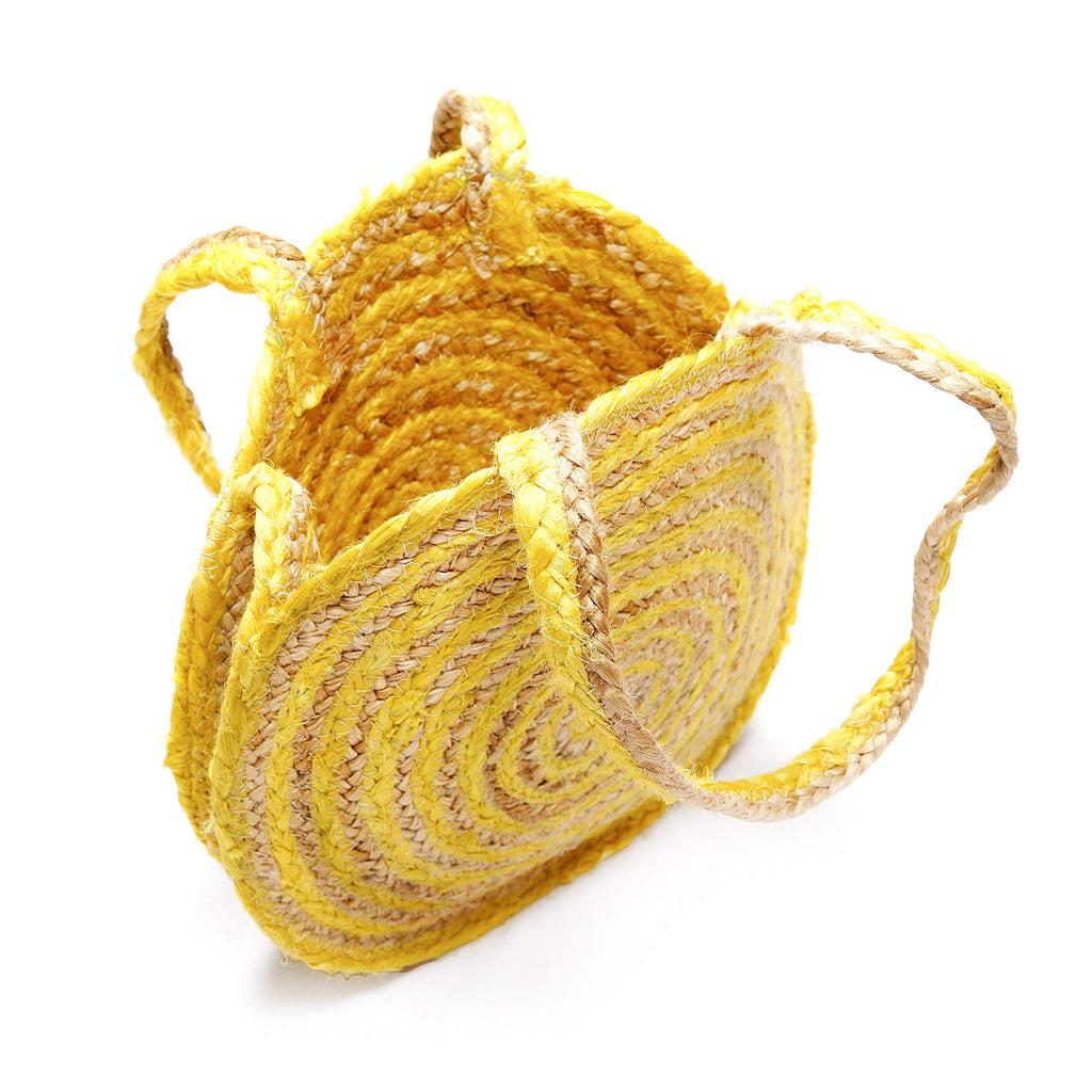 Ravaiyaa - Attitude is everything Women's Shopping Handmade Bags Shoulder Braided Jute Bags Jute Cotton Vintage Large Bag (Yellow)