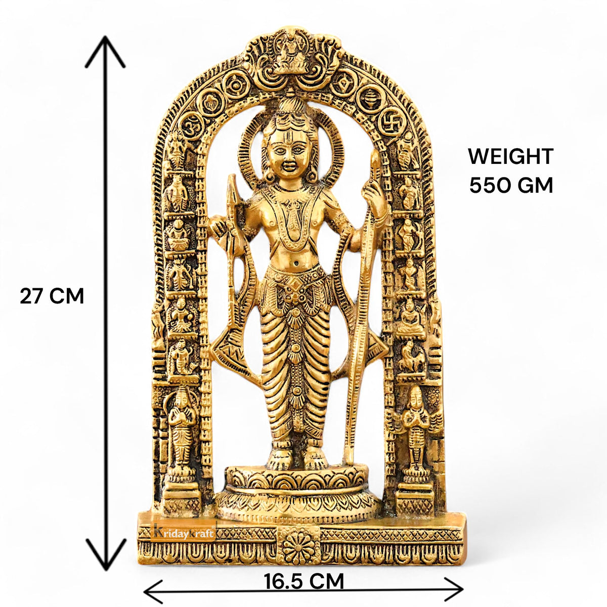 KridayKraft Ayodhyawasi Shree Ram Lalla Murti/God Idols/Ayodha's Shree Ram Statue/Home Decor/Decorative Items for Living Room/Office/Show Piece Gold Religious