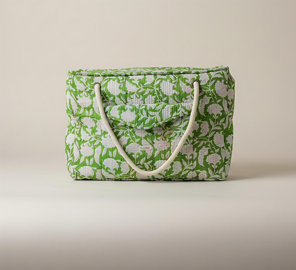 Eddika Quilted Cotton Tote Bag (Floral Print).