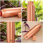 INDIAN ART VILLA Pure Copper Water Bottle With Plain Matt Finish Design, Drinkware, Storage Purpose, Volume-300 ML, Pack of 1