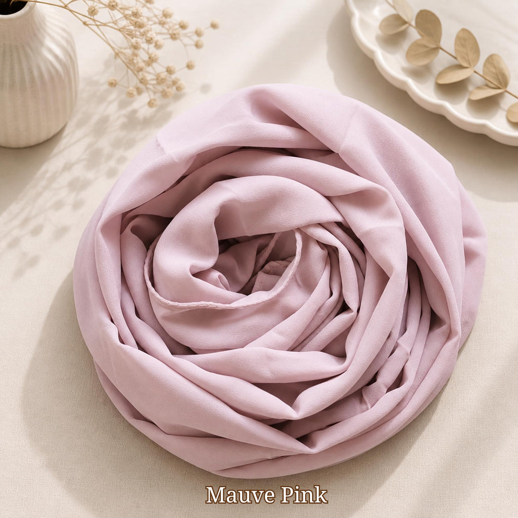 Leaf & FEATHER™ Hijab Scarf for Women | Chiffon Hijab Set | Georgette Dupatta | Soft Lightweight Breathable Shawl | Elegant Daily Wear | Pack of 3 (Mauve Pink - Baby Pink - Grey)