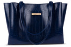 Carrylux Large Capacity Croco Pattern Tote Bags For Womens Big Purses And Handbags Ladies Big Shoulder Bag (Blue)