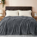 VOMZER Premium Plush Double Blanket | 300 GSM Lightweight Cozy Soft for Bed Sofa Couch Travel Camping| 254X229 Cm /90x100 Inches Charcoal Grey Kafalo