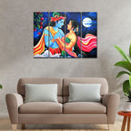 VIBECRAFTS 4 Pieces Shree Radha Krishna Canvas Wall Painting Fitted With Wooden Frame For Home | Office | Living Room | Gift(PTVC4Pcs1_13515)