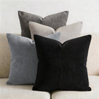 Encasa XO Corduroy Cushion Covers, Boho Pillow Covers, No Inserts Grey