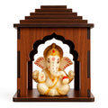 SWAGSTATION Wooden Car Dashboard Mandir with Ganpati Idol | Mini Temple for Car, Office Desk, Café & Home | Small Pooja Mandirs for Gifting & Tabletop Decoration (Mandir 2)